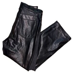 Abercrombie Fitch Black Faux Leather High Rise Curve Love‎ Ankle Straight Jeans